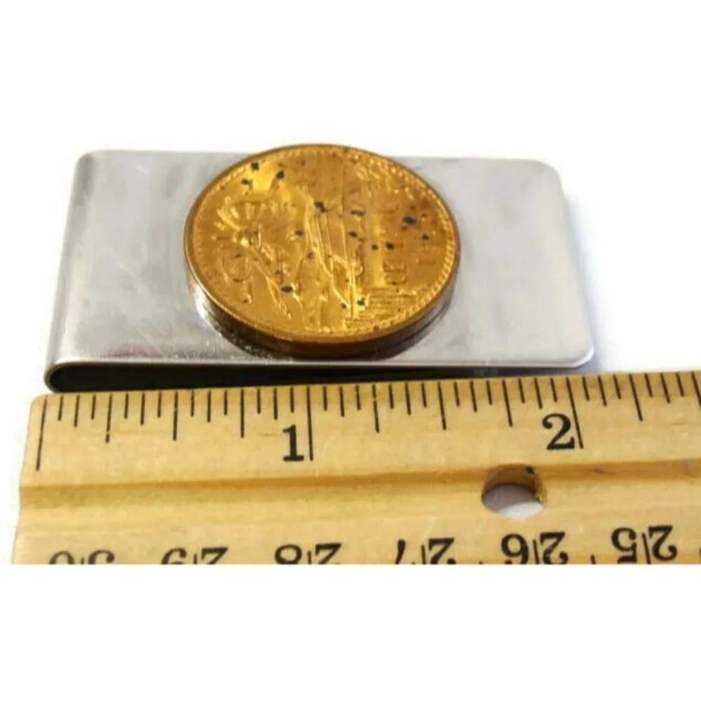 1964 20 Centavos Coin Money Clip Stainless Steel Wallet Cash ID Holder Silver
